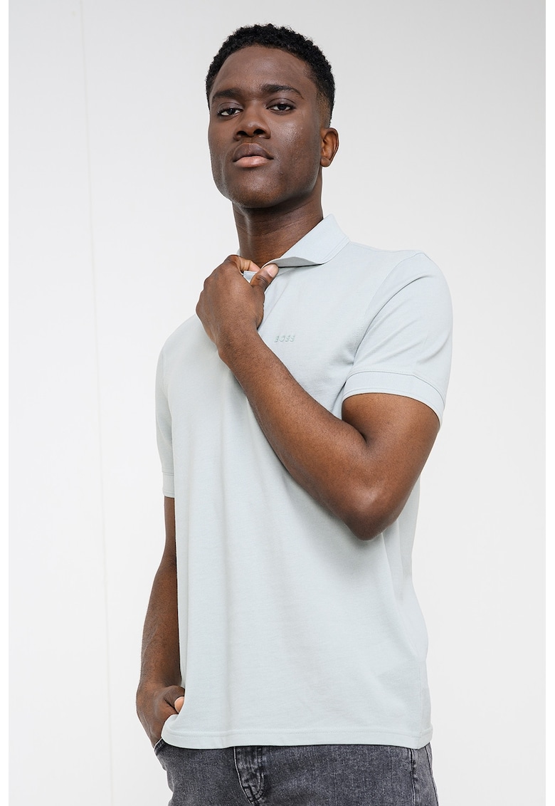 Tricou polo de bumbac pique Prime - Verde/Verde pal