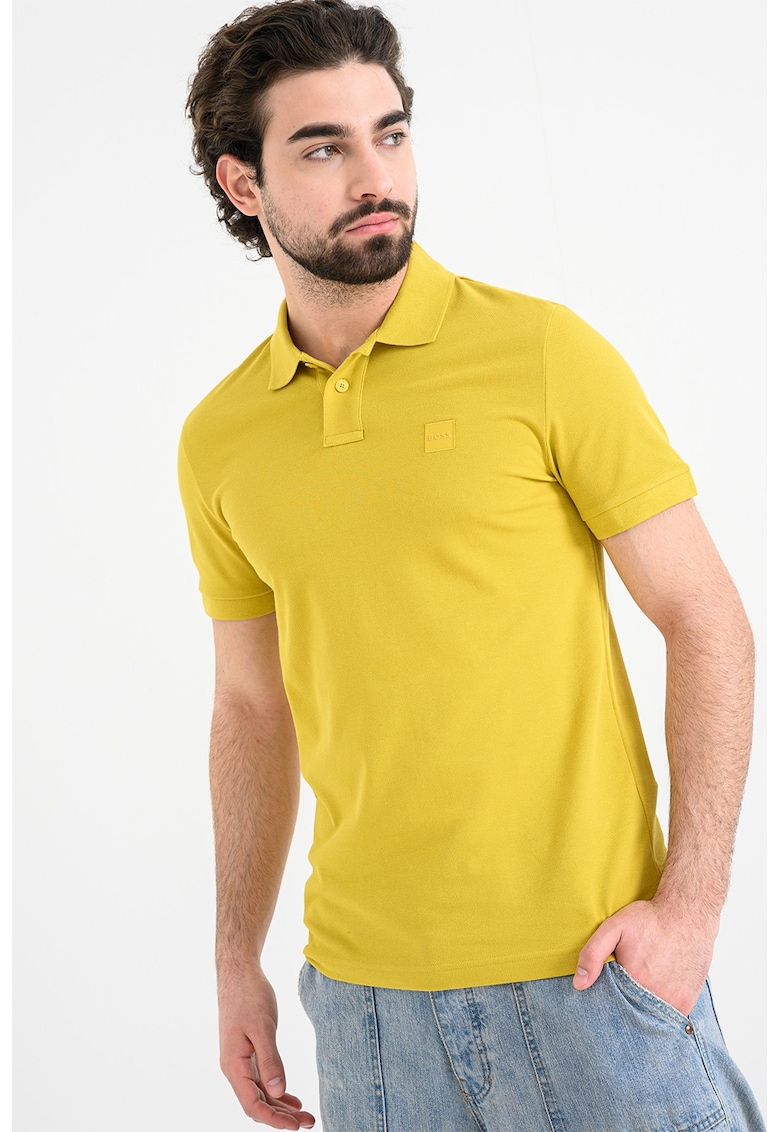 Tricou polo slim fit Passenger - Galben sofran