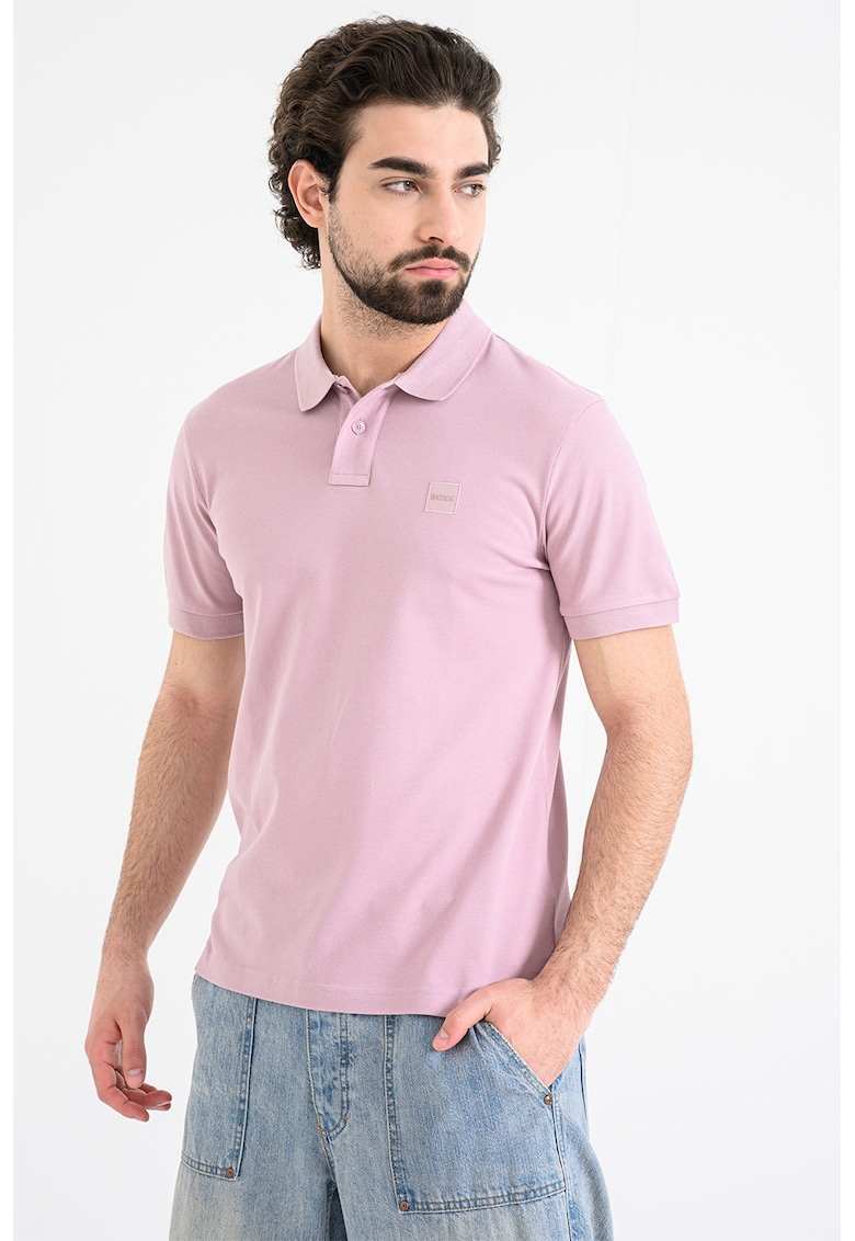 Tricou polo slim fit Passenger - Roz prafuit