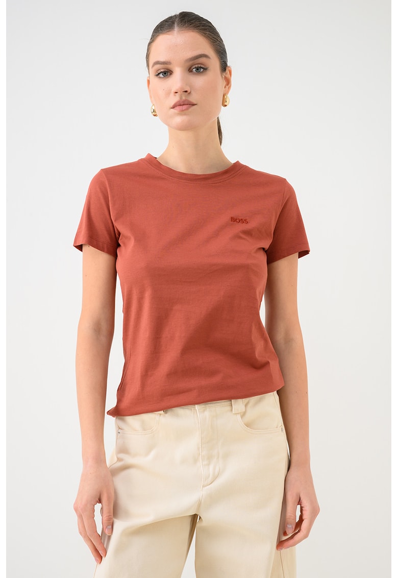 Tricou regular fit de bumbac Esogo - Caramiziu