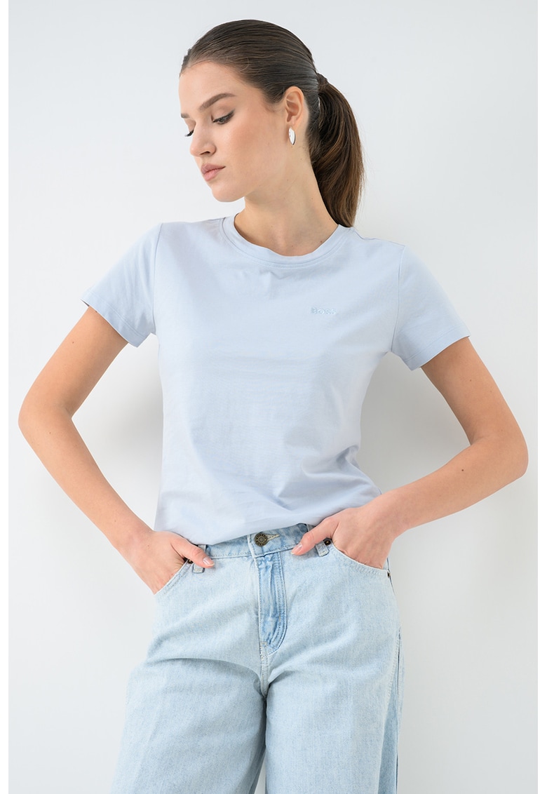 Tricou regular fit de bumbac Esogo - Albastru pastel