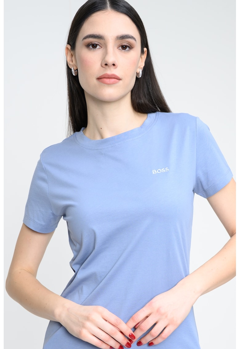 Tricou regular fit de bumbac Esogo - Albastru prafuit