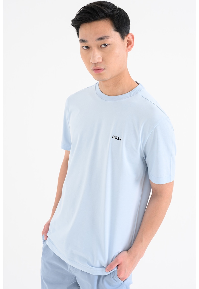 Tricou cu decolteu la baza gatului - Albastru pastel