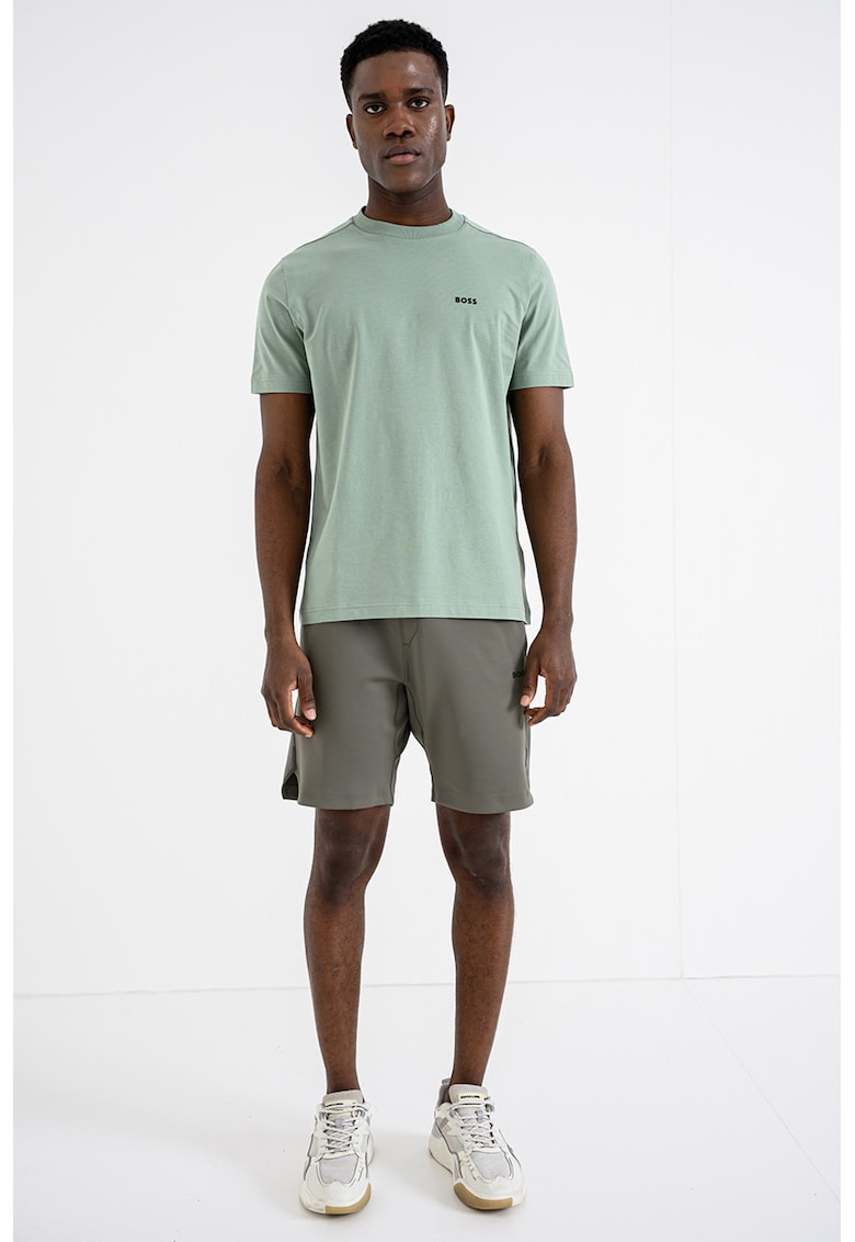 Tricou cu logo discret si decolteu la baza gatului - Verde feriga