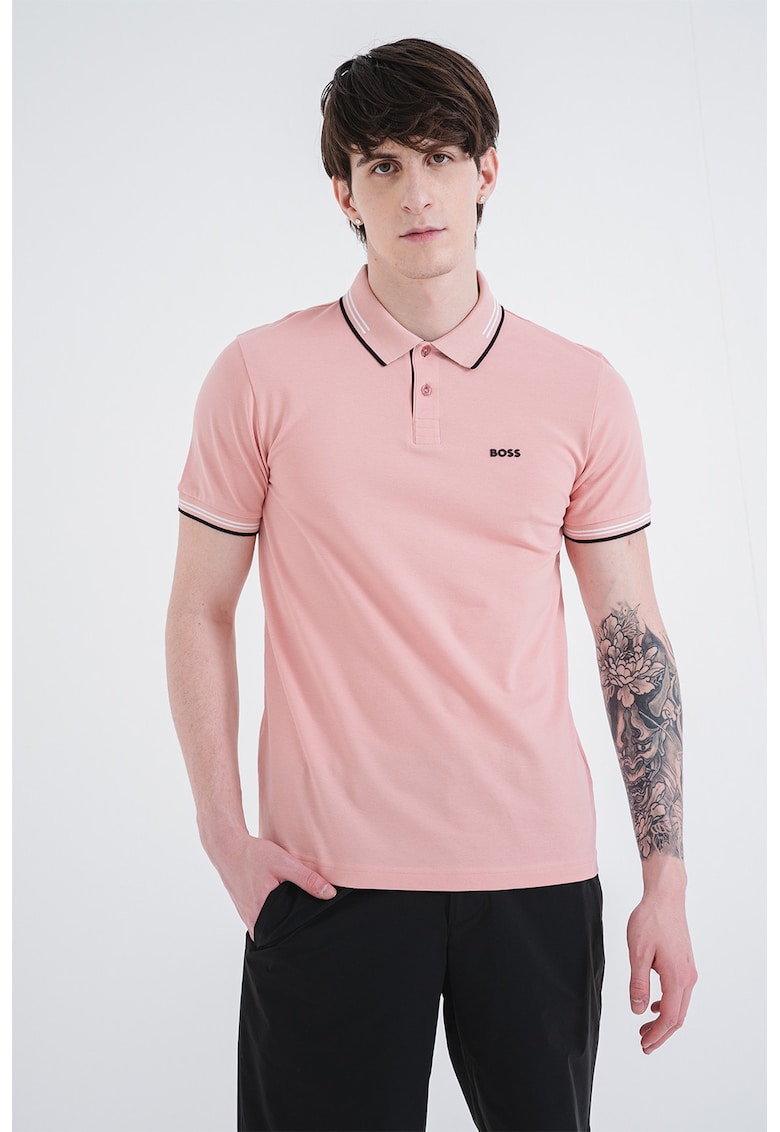 Tricou polo slim fit Paul - Roz deschis