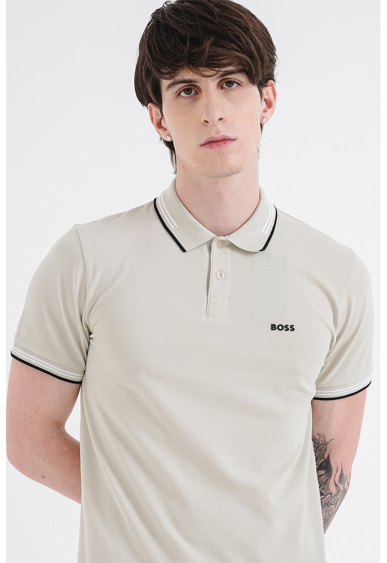 Tricou polo slim fit Paul - Verde pal
