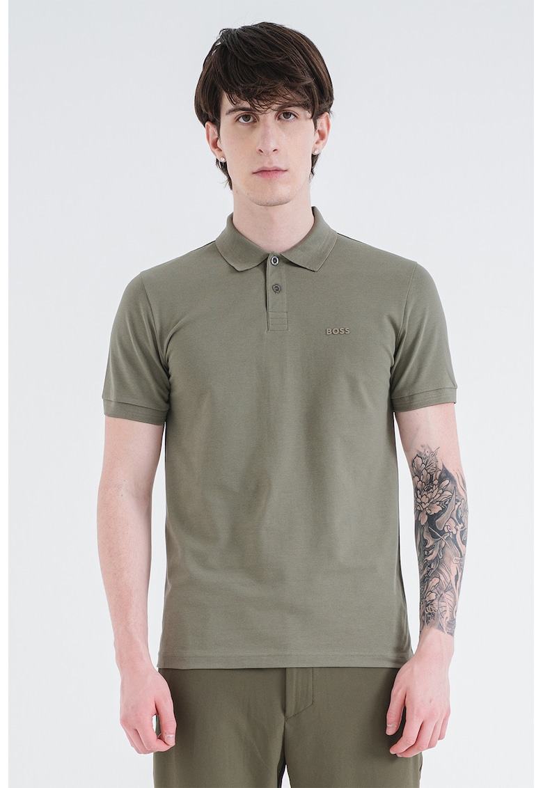 Tricou polo slim fit Paul - Verde feriga