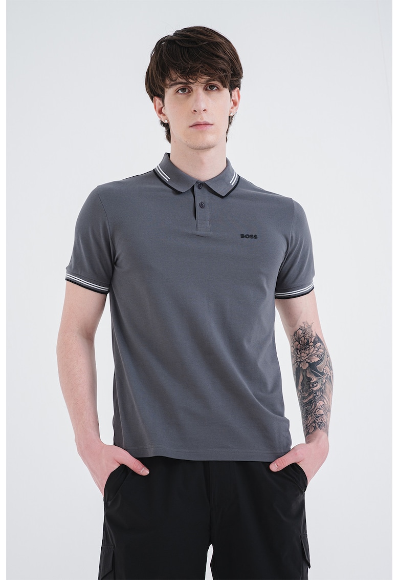 Tricou polo slim fit Paul - Gri inchis
