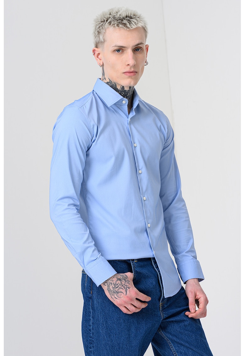 Camasa slim fit Hank - Albastru glaciar