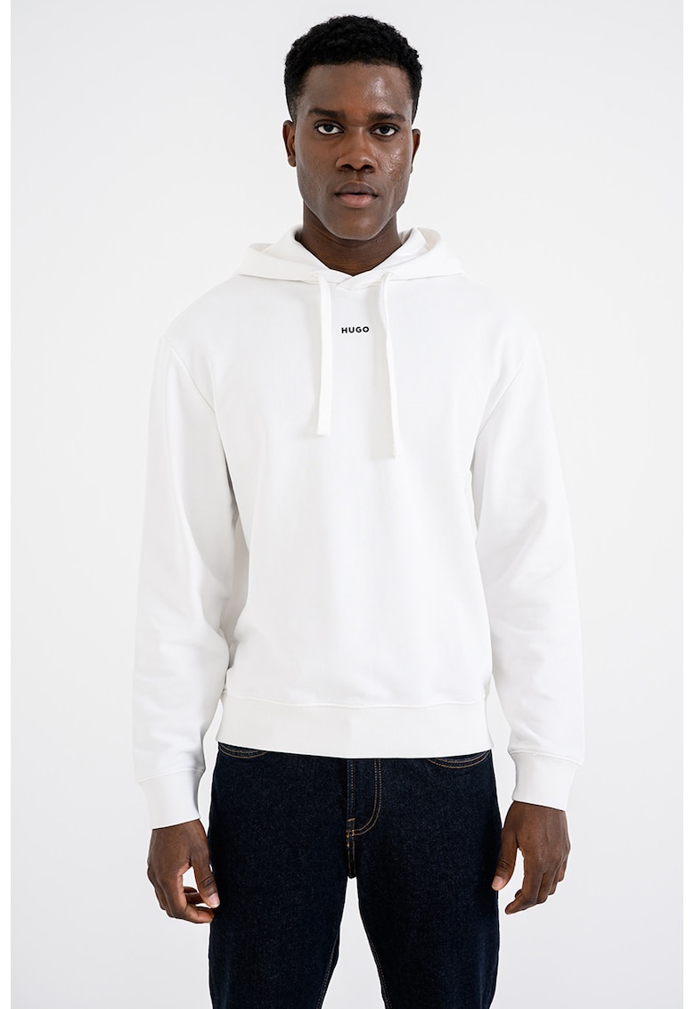 Hanorac cu logo Dapo - Negru/Alb optic