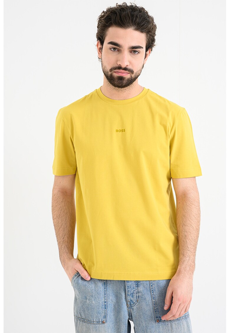 Tricou cu decolteu la baza gatului si logo discret