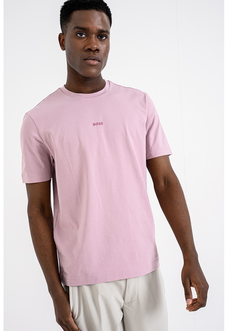 Tricou cu decolteu la baza gatului si logo discret