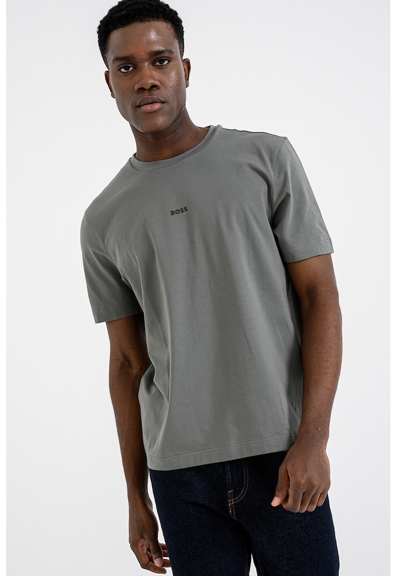 Tricou cu decolteu la baza gatului si logo discret