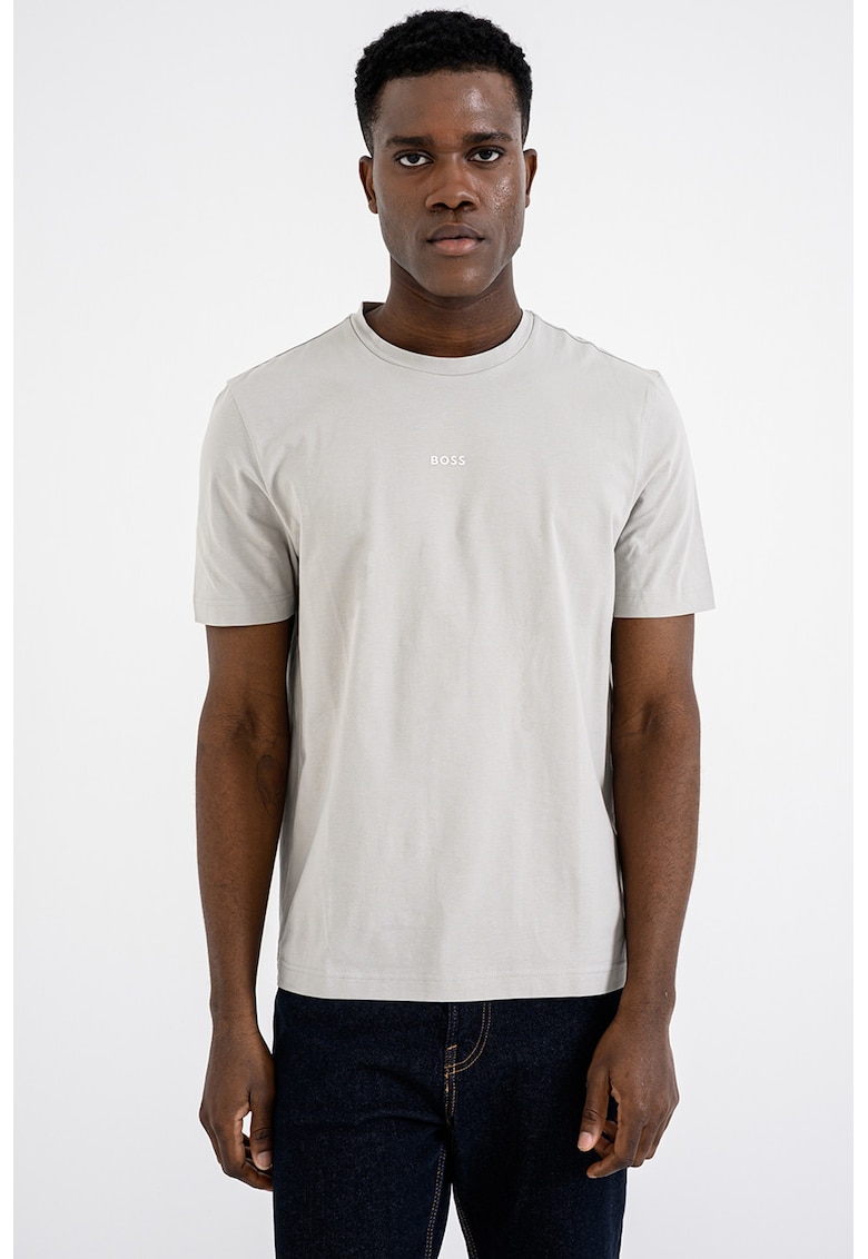 Tricou cu decolteu la baza gatului si logo discret