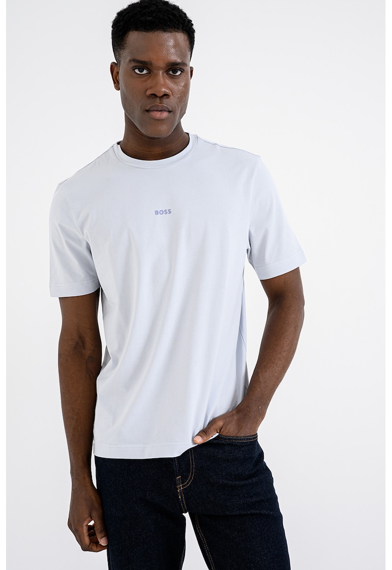 Tricou cu decolteu la baza gatului si logo discret