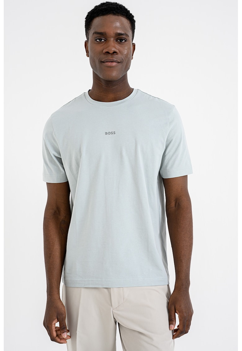 Tricou cu decolteu la baza gatului si logo discret