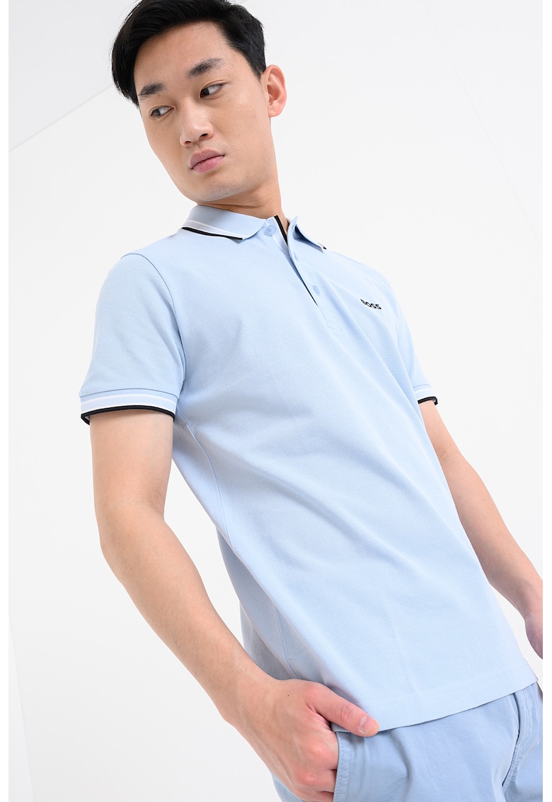 Tricou polo cu logo - Albastru pastel