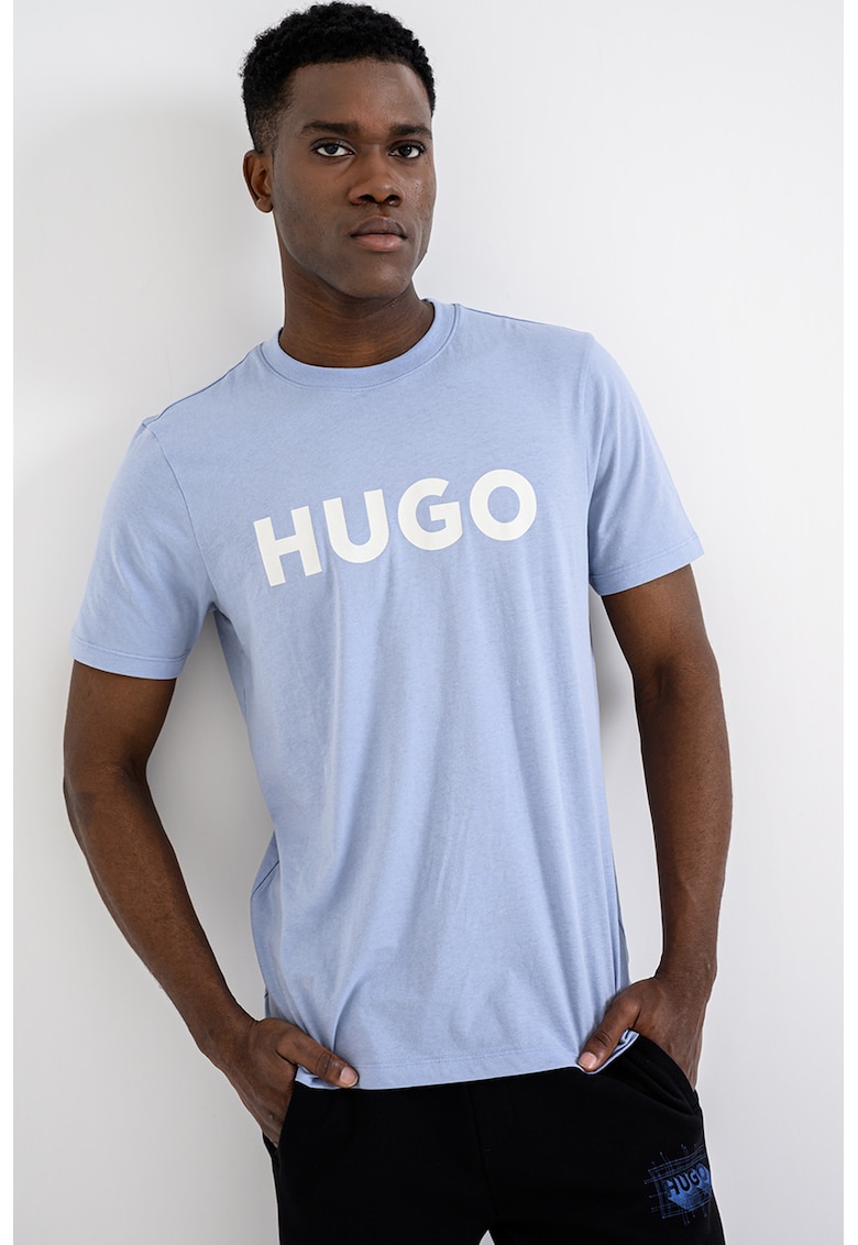 Tricou regular fit cu logo cauciucat Dulivio - Alb/Albastru azur