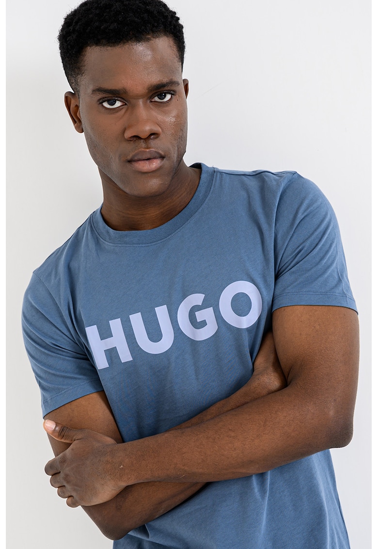 Tricou regular fit cu logo cauciucat Dulivio - Albastru lavanda