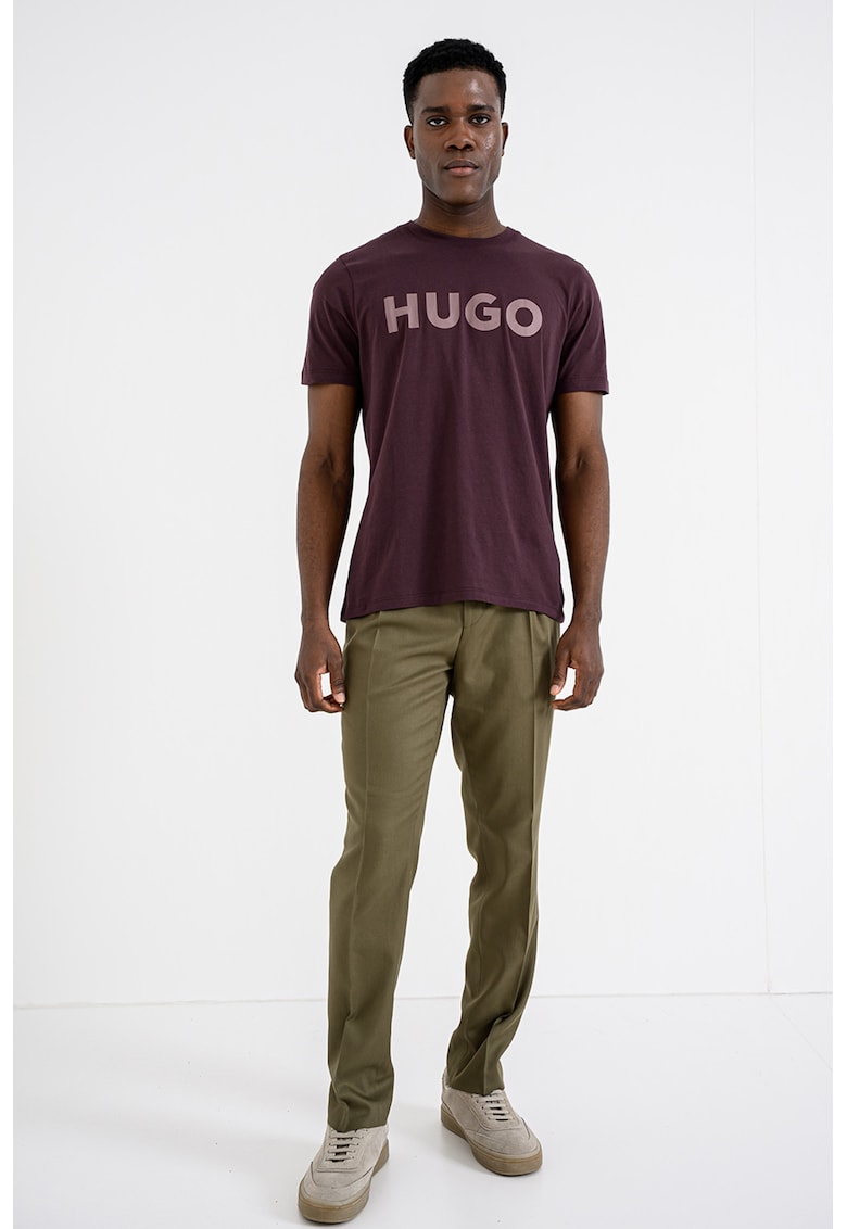 Tricou regular fit cu logo cauciucat Dulivio - Violet pruna