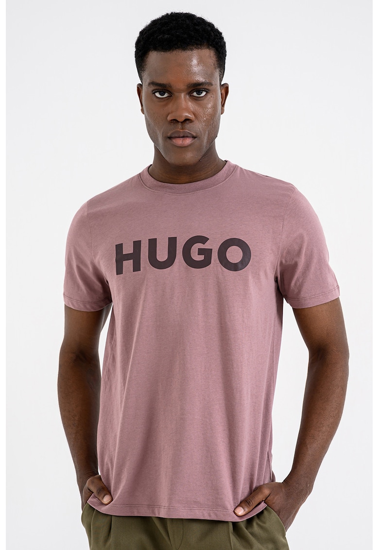 Tricou regular fit cu logo cauciucat Dulivio - Lila pal/Violet prafuit