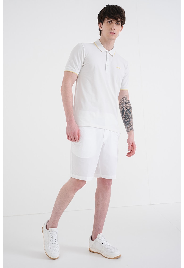 Tricou polo slim fit Dinoso - Galben pai/Alb optic