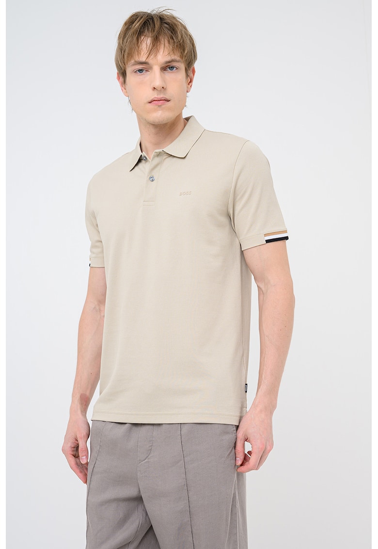 Tricou polo de bumbac pique Parlay - Bej inchis