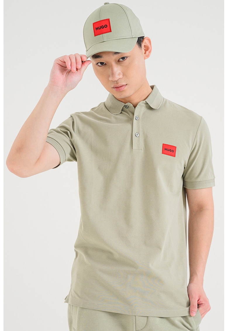 Tricou polo slim fit Dereso - Verde pal