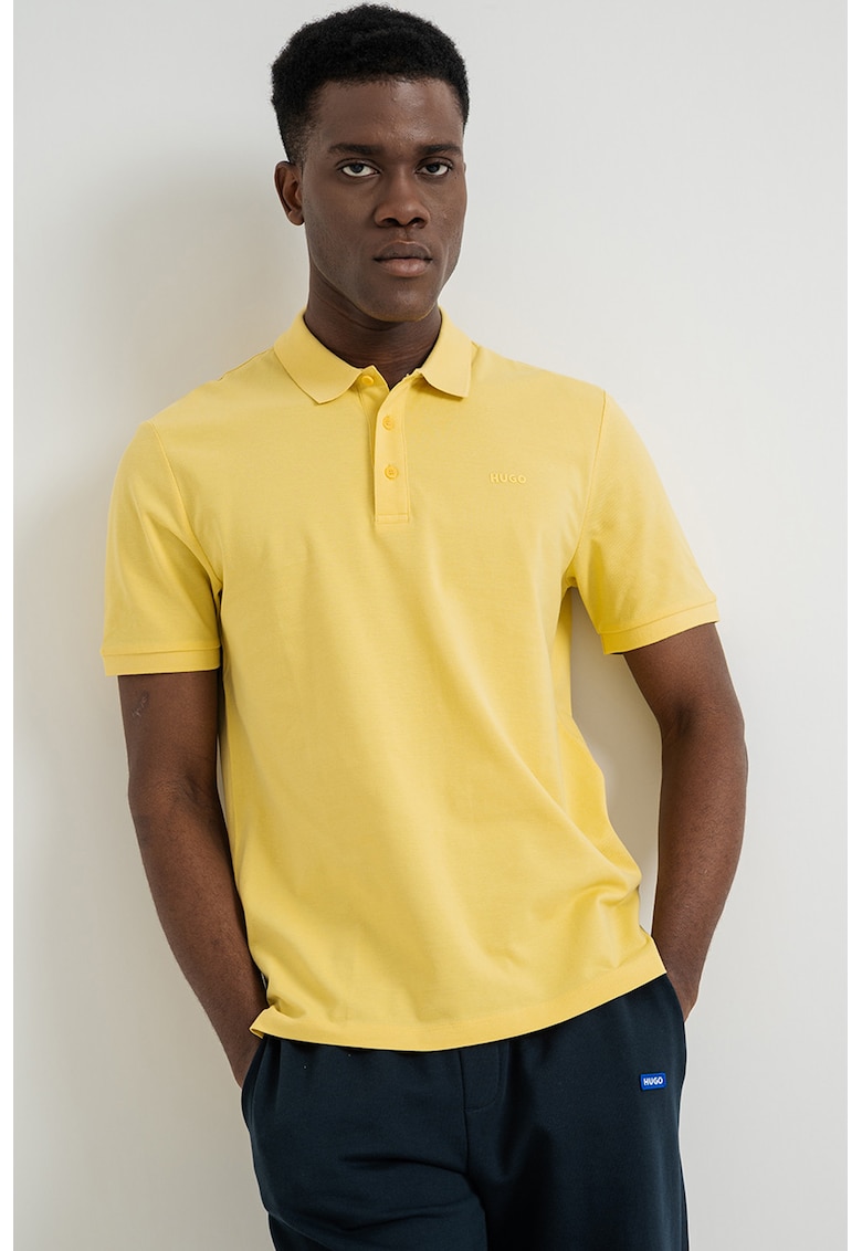 Tricou poloe de bumbac pique Donos - Galben pai