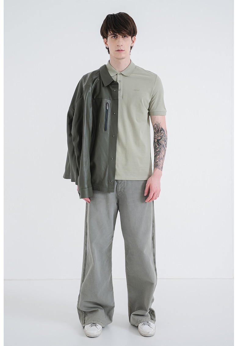 Tricou polo din bumbac pique Donos - Verde deschis