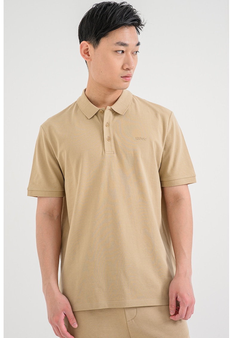 Tricou polo din bumbac pique Donos - Maro camel