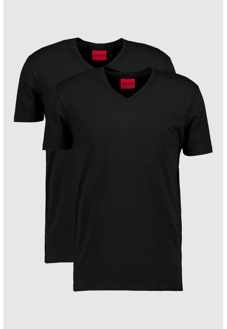 Tricou uni cu decolteu in V - Negru