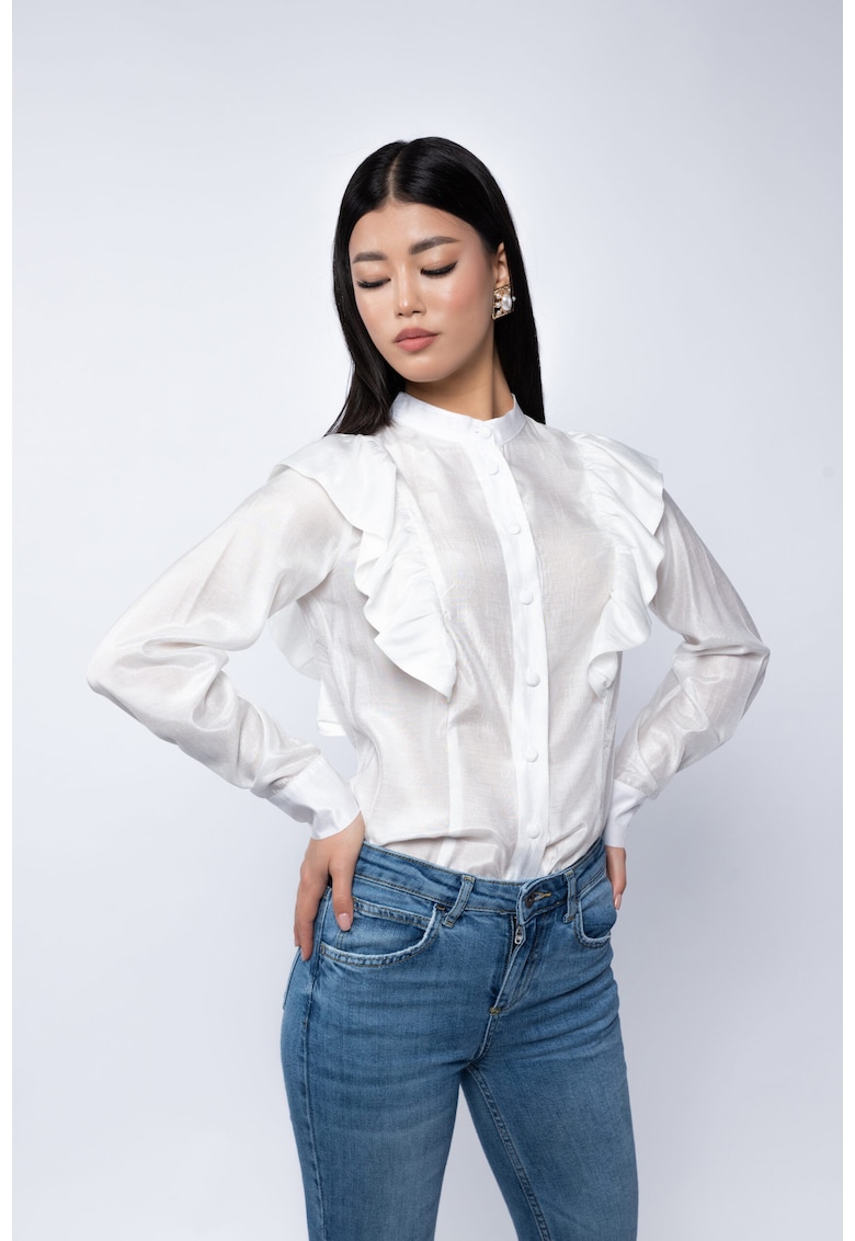 Camasa din matase shantung cu volane