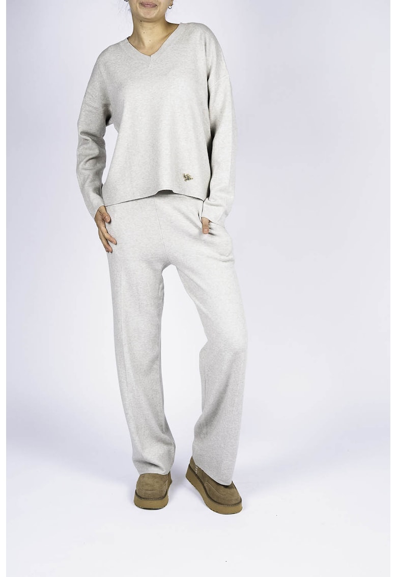 Compleu casual din modal cu funda detasabila - Gri