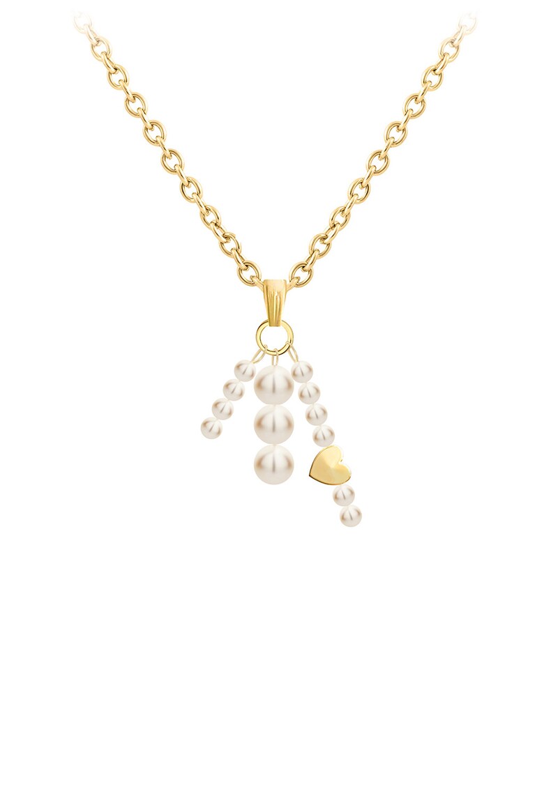 Colier de otel inoxidabil placat cu aur de 18K - Alb/Auriu