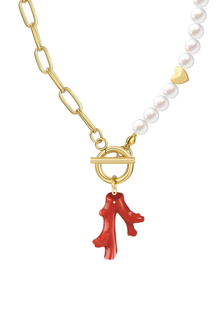 Colier de otel inoxidabil placat cu aur de 18K - Rosu/Alb/Auriu