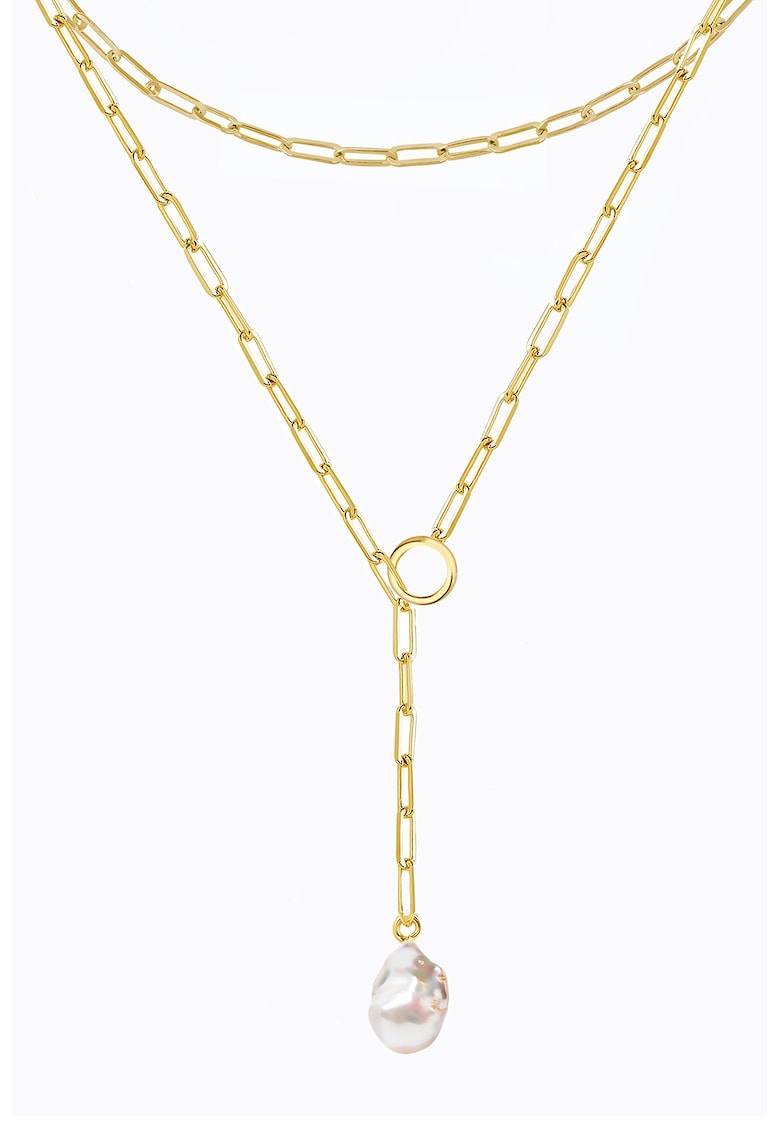 Colier dublu de otel inoxidabil - Alb/Auriu