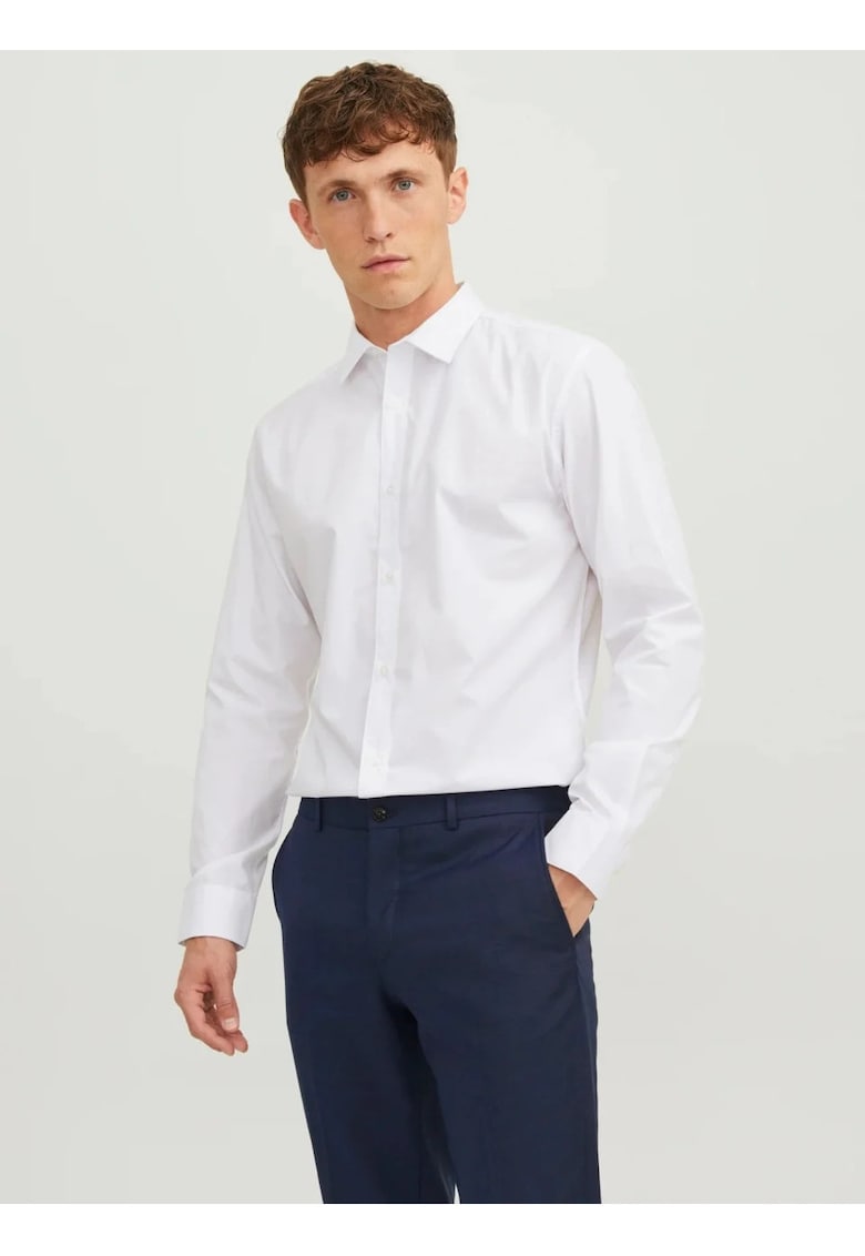 Camasa barbati - din amestec de bumbac - Slim Fit - Alb