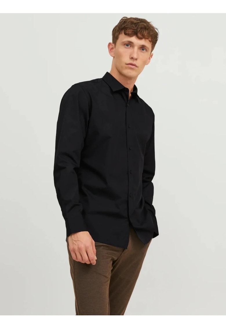 Camasa barbati - din amestec de bumbac - Slim Fit - Negru