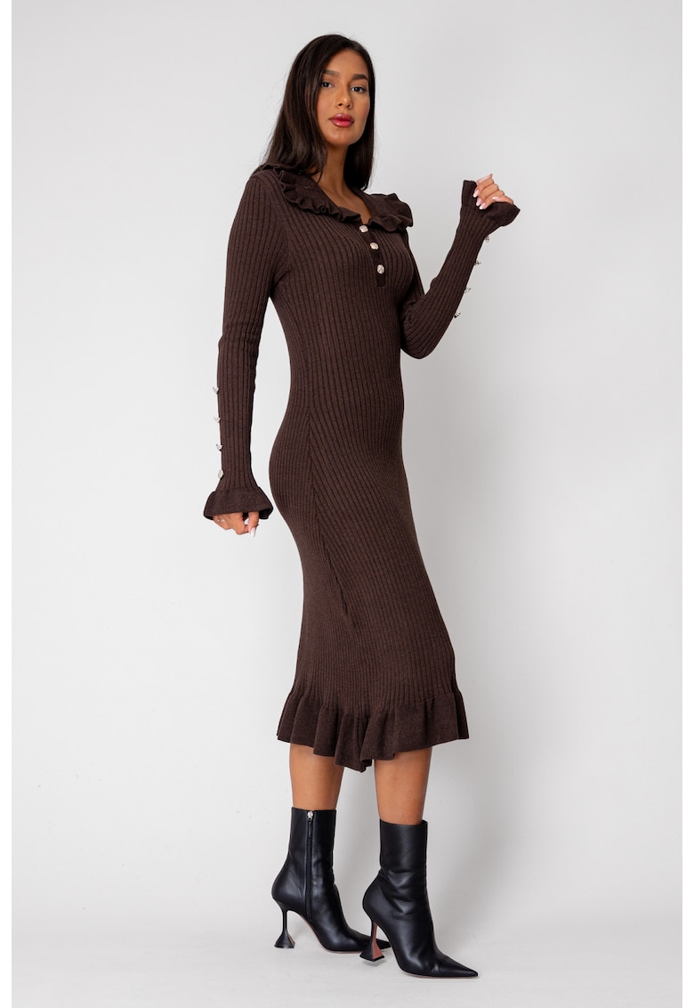 Rochie lunga tricotata Brown 18426 - Maro