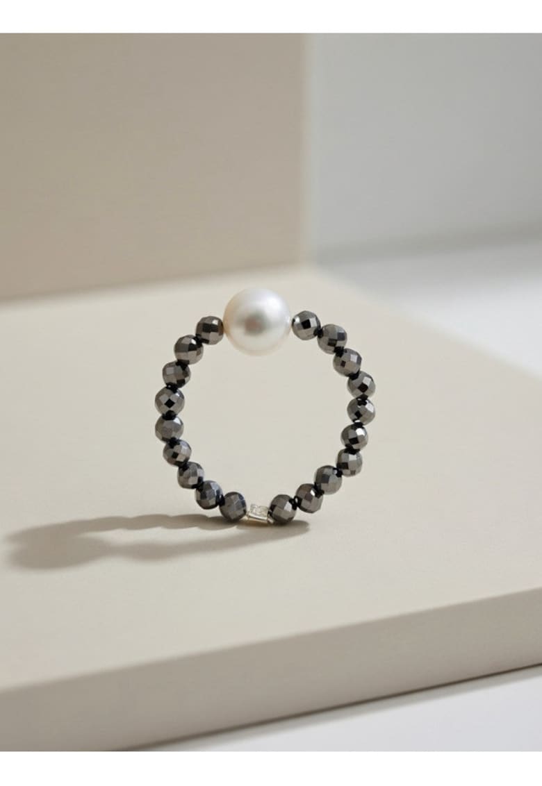 SOL Jewelry Inel cu terahertz si perla de cultura D7