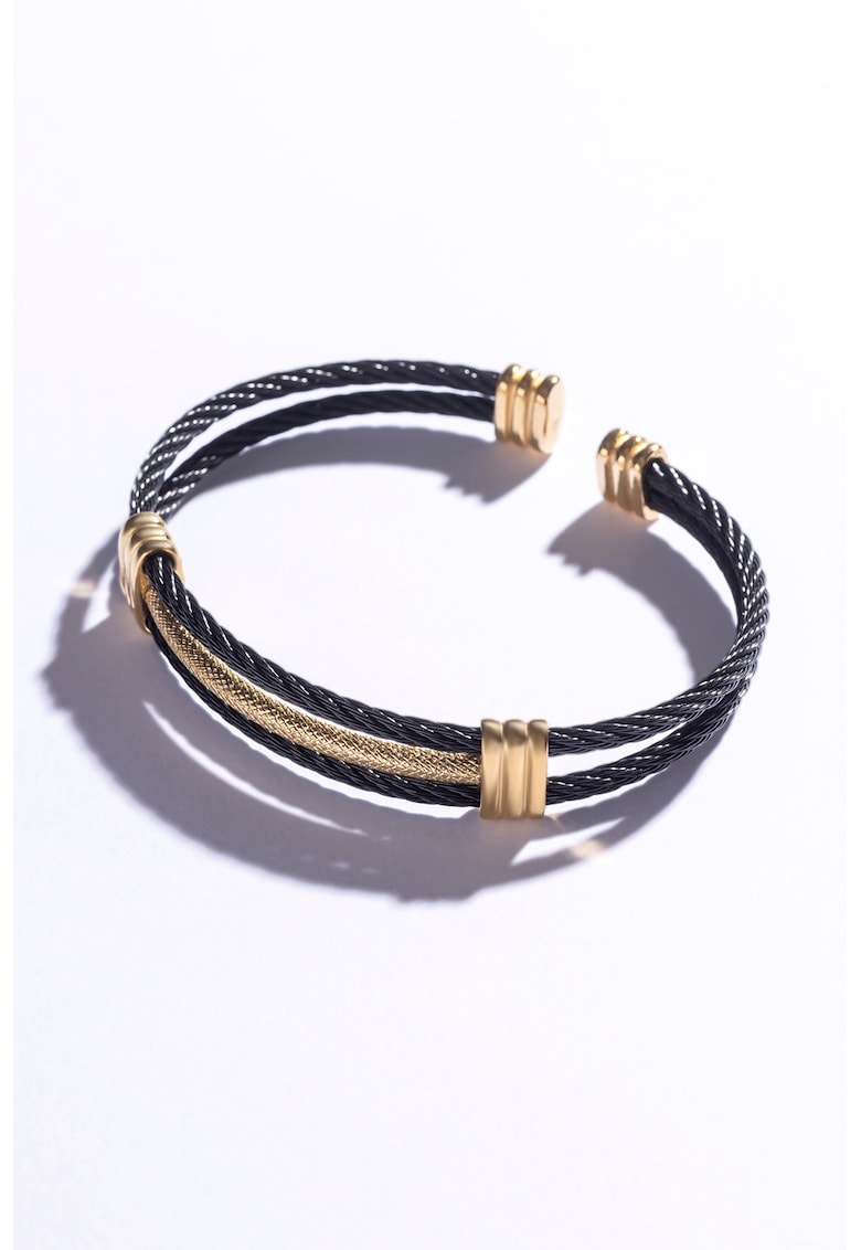 Bratara rotunda de otel inoxidabil placata cu aur de 18K