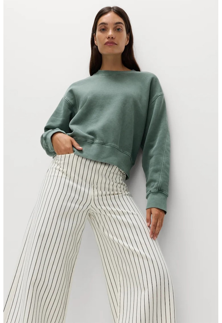 Bluza de trening cu maneci cazute si aspect decolorat - Verde feriga