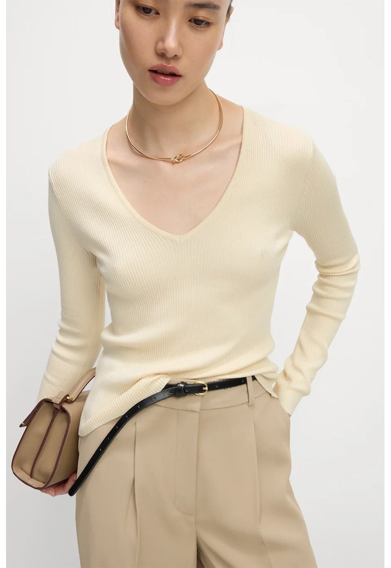 Marks Spencer Bluza slim fit cu aspect striat - Alb fildes