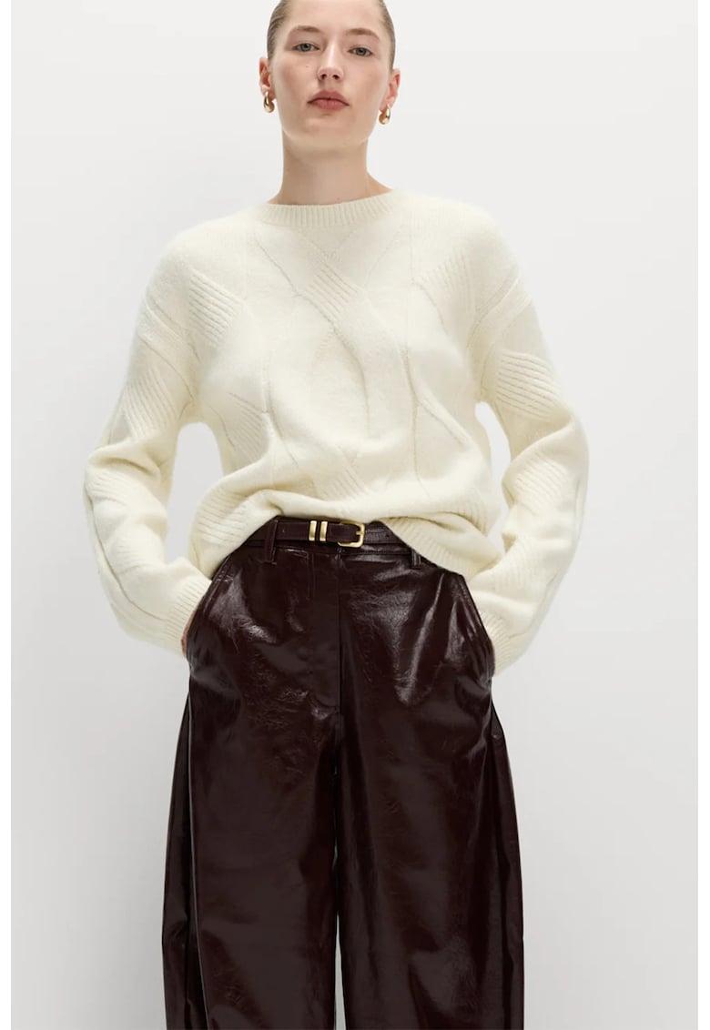 Marks Spencer Pulover din amestec de lana cu aspect texturat - Alb murdar