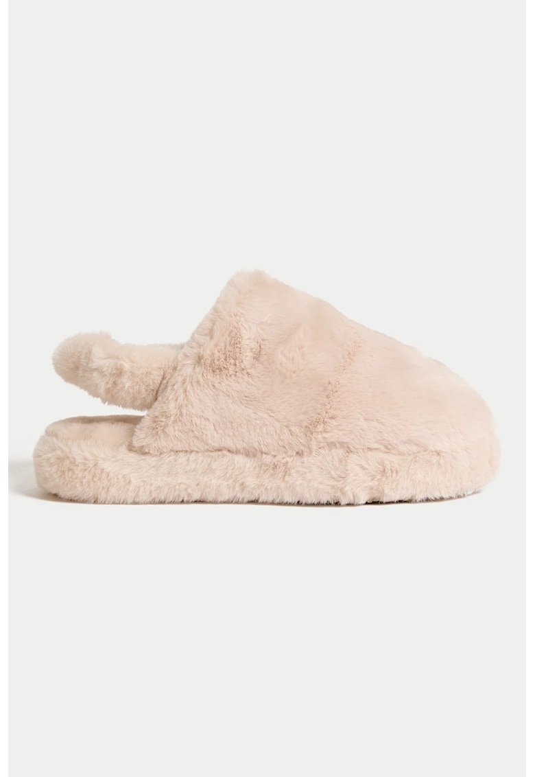 Marks Spencer Papuci de casa slingback din blana sintetica - Piersica