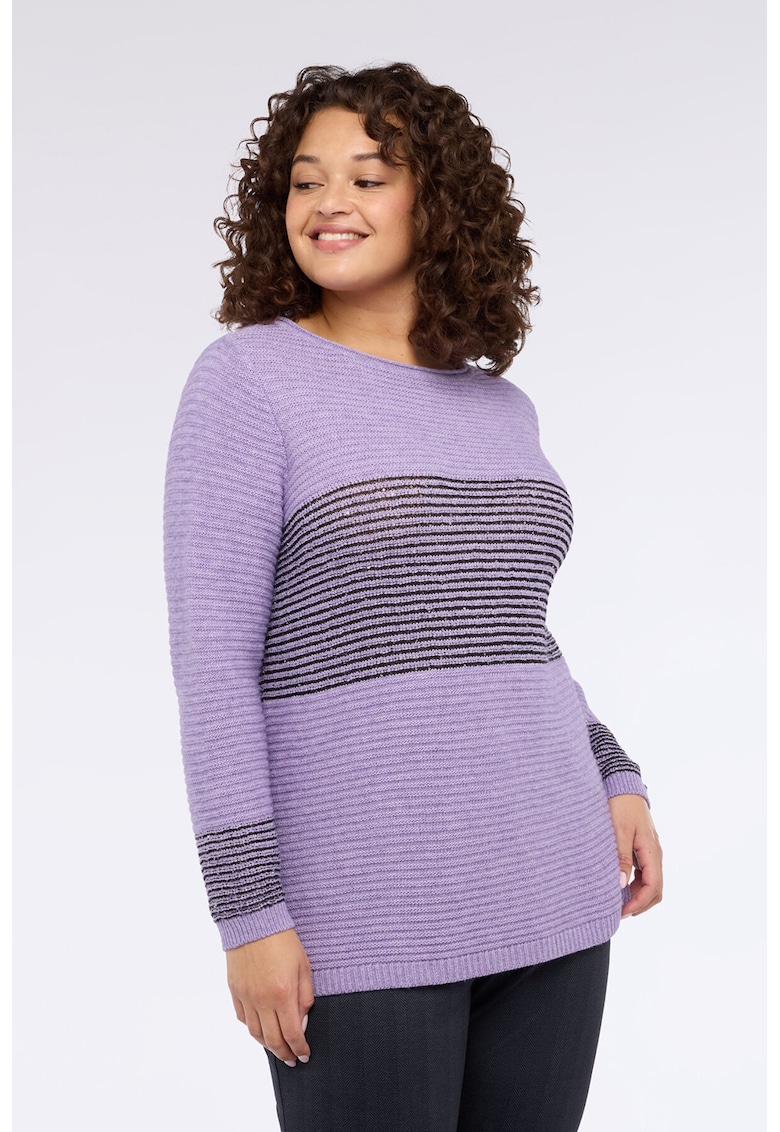 Pulover din amestec de lana cu dungi si paiete