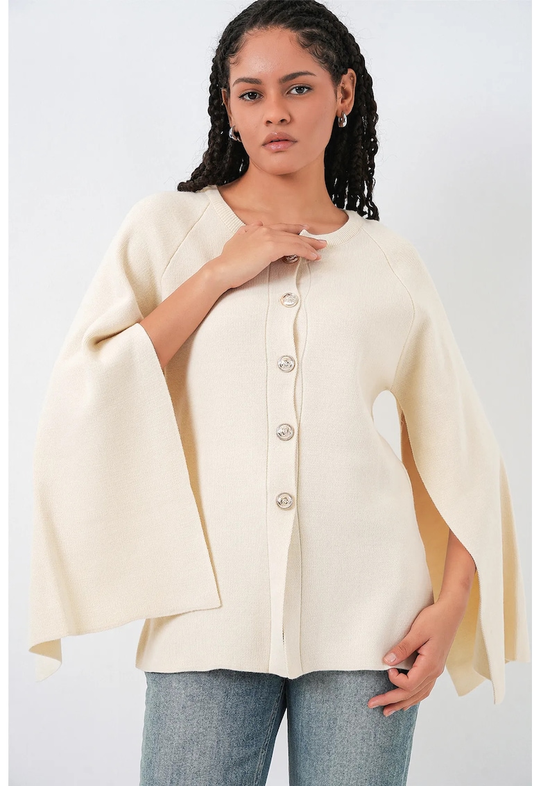 Cardigan tricotat - inchidere nasturi - ivory natural - tricot - One Size