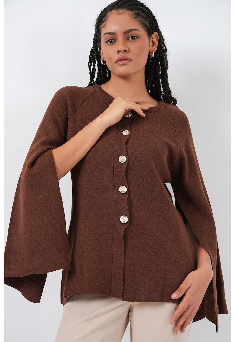 Cardigan tricotat texturat - maro mocha - tricot - One Size