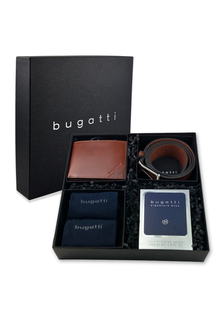 Set cadou de lux pentru barbati - 42127753 - sosete - portofel - portchei - curea piele naturala